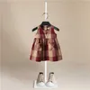 Çocuklar Kızlar için Frocks Yaz Toddler Giysileri Ekose Çizgili Marka Baskı Rahat Pamuk Vestiods Elbise 1-5 Yıl Q0716