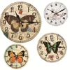 Väggklockor Butterfly Stor Dekorativ Rund Klocka Vardagsrum Inredning Saat Fashion Silent Vintage Watch År Hög kvalitet