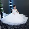 La ragazza di fiore di spettacolo della ragazza di applique di tulle bianco/champagne adorabile veste il pannello esterno del bambino del partito della principessa su ordinazione