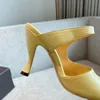 Designer sexy clip toe high heel women's slippers non slip leather sole full package size 35-40