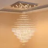 Duplex building big chandeliers living room lamp modern villa hall hotel square crystal long chandelier staircase chandeliers