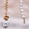 Vintage Irregular Pearl Lock Chains Necklace 2021 Geometric Pendant Love Necklaces for Women Jewelry