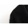 Toppies femme Cardigan pull noir fausse fourrure hauts hiver bouton veste manteau mode col en v courts Cardigans 210412