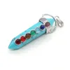 7 Chakra stone pillar Pendulum charms Hexagonal Prism healing Crystal Reiki Point pendant for Necklace jewelry making