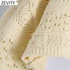 Женщины High Street сплошные выдолбленные вязание крючком свободный вязальный свитер женское с длинным рукавом шикарные пуловеры урожайные вершины SW819 210416