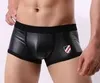 Boxers sexy pour hommes, sous-vêtements avec pochette convexe en U, simili cuir, gris 332Y