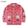 Liligirl Baby Girls Boys Swetry Moda Cartoon Drukuj Dzieci Outwear Kurtki Spring and Autumn Child Cardigan Sweter 211106