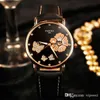 Femme Student Mode Montre Simple Lady Quartz Montre-Bracelet Robe de fille Montres Fleurs et papillons cadran Cadeau d'original