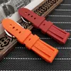 Siliconen rubberen horlogeband 22mm 24mm 26mm zwart blauw rood oranje wit horlogeband voor panerai riem waterdichte horlogeband gratis tool H0915