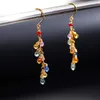 Colorful Sapphire Yellow 18K Gold Earrings Female Genuine Gemstones Long Gift For Girlfriend Dangle & Chandelier