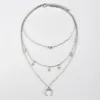 Золотой цвет Choker ожерелье для женщин 3 слои полные звезды луна подвеска цепи ожерелье подвески бархатные хокеры мода ювелирные изделия