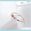 Cluster Rings Jewelry Opal Stone Colorful Cubic Zircon Ring For Women Rose Gold Color Unique Design Drop Delivery Zwlkg