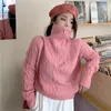 Maglione lavorato a maglia da donna con zip Pullover Autunno Inverno Maglione a maniche lunghe con collo a lupetto Moda donna coreana Top Femme 210513