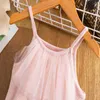 Flickor Sequin Princess Dress Summer Kids Lace Tulle Cute Party Vest Sling Tutu Kläder för Barn Bröllop Fairy Sundress Gown Q0716