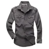 Shirts Heren Katoen Casual Slim Fit Mode Lange mouw Militaire Safaristijl Cargo Werk Herenkleding Plus Size 5XL Heren295J