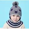 Caps & Hats Winter Kids Hat Pom Knit Beanie For Baby Boy Scarf Snood With Fleece Lining Boys