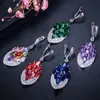 Vintage Anker Vorm Dangle Drop Lange CZ Rood Paars Crystal Oorbellen Voor Dames Mode-sieraden Accessoires CZ447 210714