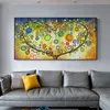 Abstracte kunst kleurrijke boom schilderij muur foto's voor woonkamer cirkel hart posters en prints olieverf gedrukt op canvas