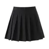 Verão vintage ruched caiu mini mini saia estilo formal cintura alta a-alinhado saias curtas preto cor branco zipper 210429