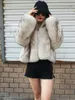 Women's Fur & Faux Blue Coat Natural Women Real Short Female Silver Jacket Winter With 2021