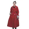 Women's Trench Coats Autumn Red Windbreaker 2022 Velvet Women Overcoat Casual Fashion Coat