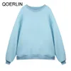 Qoerlin högkvalitativ tjock överdimensionerad tröjor Kvinnor Winter Fleece Sweatshirt toppar full ärm varm avslappnad harajuku drar hösten 210412