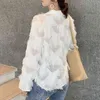 Spring Loose Women Shirts Blouses Long Sleeve White Blouse Lapel Feather Tassel Chiffon Shirt Tops Blusas Para Mujer 12692 210521