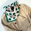 LunaDolphin Petit Carré 53x53CM 100% Soie Nature Point Vert Vague Noire Chic Bandanas Printemps Bandeaux Sac Écharpe Foulard