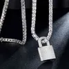 D&Z Hip Hop Iced Out Lock Shape Necklace Pendant Micro Pave AAAA+ Cubic Zirconia Shiny Colorful Mushroom Pendant For Man /Women X0509