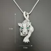 Hip Hop Charm Pendant Inlaid Zircon Bling Iced Out Stainless Steel Leopard Cheetah Panther Pendants Necklace for Men Rapper Jewelry