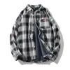 Heren Casual Plaid Shirts Herfst Mannen Plus Fluwelen Lange mouwen Warm Shirt Japans Retro revers Tops Doek