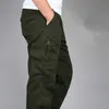 Erkek Kargo Pantolon Taktik Çok Cep Tulum Erkek Sweatpants Savaş Pamuk Gevşek Pantolon Ordu Askeri İş Düz 210715