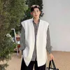 IEFB Fashion Vest Collar Less Suit Jacket Design Waistcoat Korean Trend Black Sleeveless White Tops With Belt 9Y7758 210524