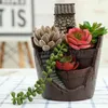 Mini House Figurine Vaso da fiori in resina per cactus alle erbe Piante grasse Fioriera Drop Shipping 210401