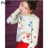 Biały sweter Jesień Zima Star Morze Mermaid Wzór Haft Dzianiny Kobiety O Neck Loose Pullover 210421