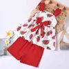 1-4Y zomer peuter kind baby meisjes furit print kleding set watermeloen bloem west shorts outfits chidlren kostuums 210515