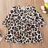 Leopard Newborn Girls Clothes Dress Spring Autumn Children Outfits Long Sleeve V-Neck Baby Dresses With Print Belt Buckle Girl Clothing