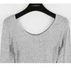 Vis Thread T-shirt Femmes Tops Automne Manches longues Casual Basic T-shirts Vêtements Style coréen Slim Femme Coton Tee Shirt Femme 211110