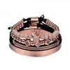 Bracelet tressé classique tissé à la main pour hommes, style Hip Hop doré, couronne en Zircon, chiffres romains, ensemble de 3 paquets, cadeau F1211232a