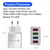 Caricabatterie Quick Charge 3.0 EU US per iPhone Caricabatterie da parete Ricarica rapida Samsung S10 S9 S8 Plug Xiaomi Mi Huawei Adattatore per caricabatterie per telefoni cellulari