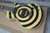 노란색과 검은 색 사용자 정의 기타 Zakk Wylde Lollipop 전기 기타 금 트 러스로드 커버 빠른 배송을 위해 재고가있는 재고 있음
