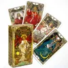 Tarocchi dorati 78 pezzi con guida Set di libri di divinazione per principianti Carte da gioco in stile Art Nouveau classico