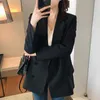 Kvinnors kostymer Kvinnor Stylish Black Suit Ol Slender Elegant High Quality Solid Thin Women Loose Office Lady All-Match korta blazrar