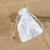 50pcs / lot 7x9 10x12 16x20 cm 흑백 새틴 파우치 Drawstring 가방 쥬얼리 파우치 메이크업 가발 포장 선물 가방 인쇄