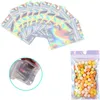 Resealable Smell Proof Bags Durable Aluminum Foil Zipper Pouch Bag Holographic Packaging for Food Snack Jewelry Storage