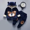 Baby Boys Winter Warm Outfits 2PCS Zipper Long Sleeve Jackets with Hat and Pants Kids Girls Cartoon Suits 210429
