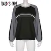 Bold Shade Grunge Moda 90. Bluzy Patchwork Pasiasty Z Długim Rękawem Oversize Bluzy Indie Y2K Crew Neck Vintage Bluza Y1118