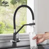 Kitchen Water Filter Faucet Kitchen faucets Dual Spout Filter faucet Mixer 360 Degree Rotation Water Purification Feature Taps 211108