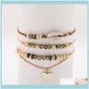 Gioielli con perline Fili di perline 4 pezzi/set Boutique artigianale Moda multistrato Perline di pietra di cristallo Bracciali in filo Braccialetti Mini Morbillo Boho