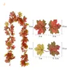 Faux Greenery Artificial Maple Leaf Garland Hängande Vine Thanksgiving Halloween Hem Garden Eldstad Bröllop Fall Inredning KDJK2107